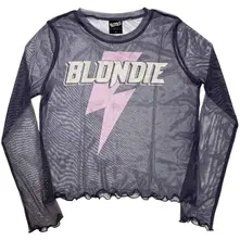 Ladies Long Sleeve Mesh Crop Top: Lightning Strike (Purple)