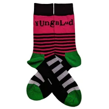 Yungblud, Ponožky Unisex Ankle Socks: Logo & Stripes (Black) (UK Size 7 - 11), Unisex, Čierna