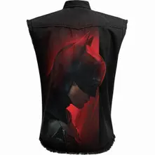 Unisex Worker Shirt: The Batman Profile Logo (Black) (Back Print) thumbnail