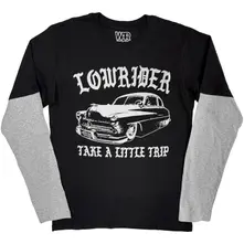 Unisex 2 In 1 Layered Long Sleeve T-Shirt: Low Rider (Black & Grey) thumbnail