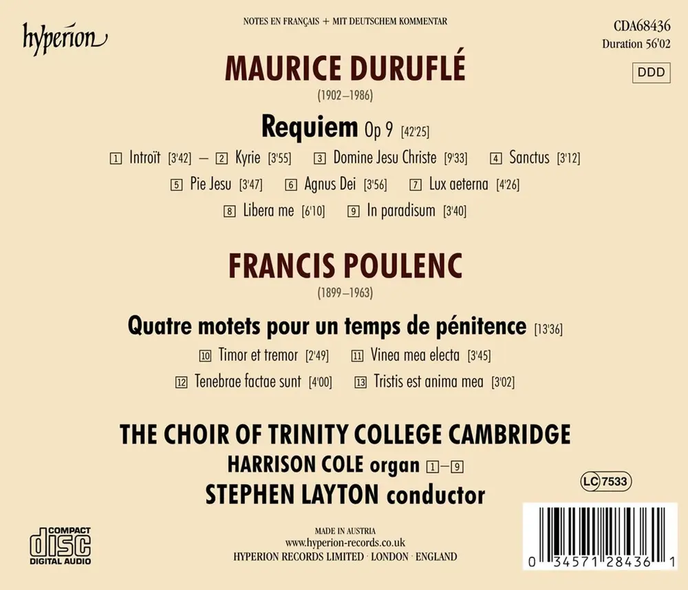 DURUFLE: REQUIEM & POULENC: LENTEN MOTETS