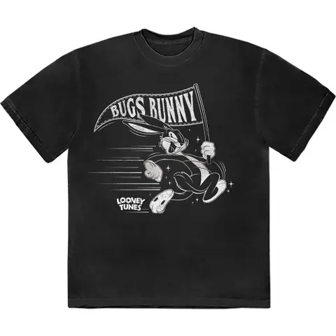 Looney Tunes – Tričko Retro Bugs Flag (Čierna), Unisex, Čierna
