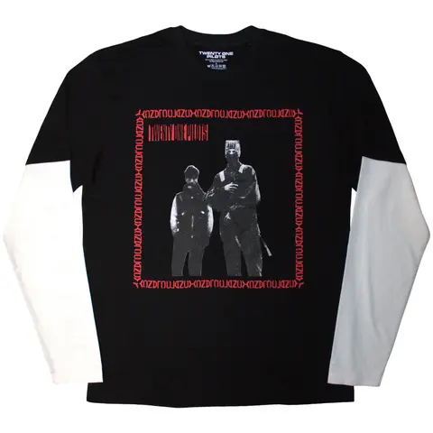 Unisex 2 In 1 Layered Long Sleeve T-Shirt: Run Frame (Black & White)