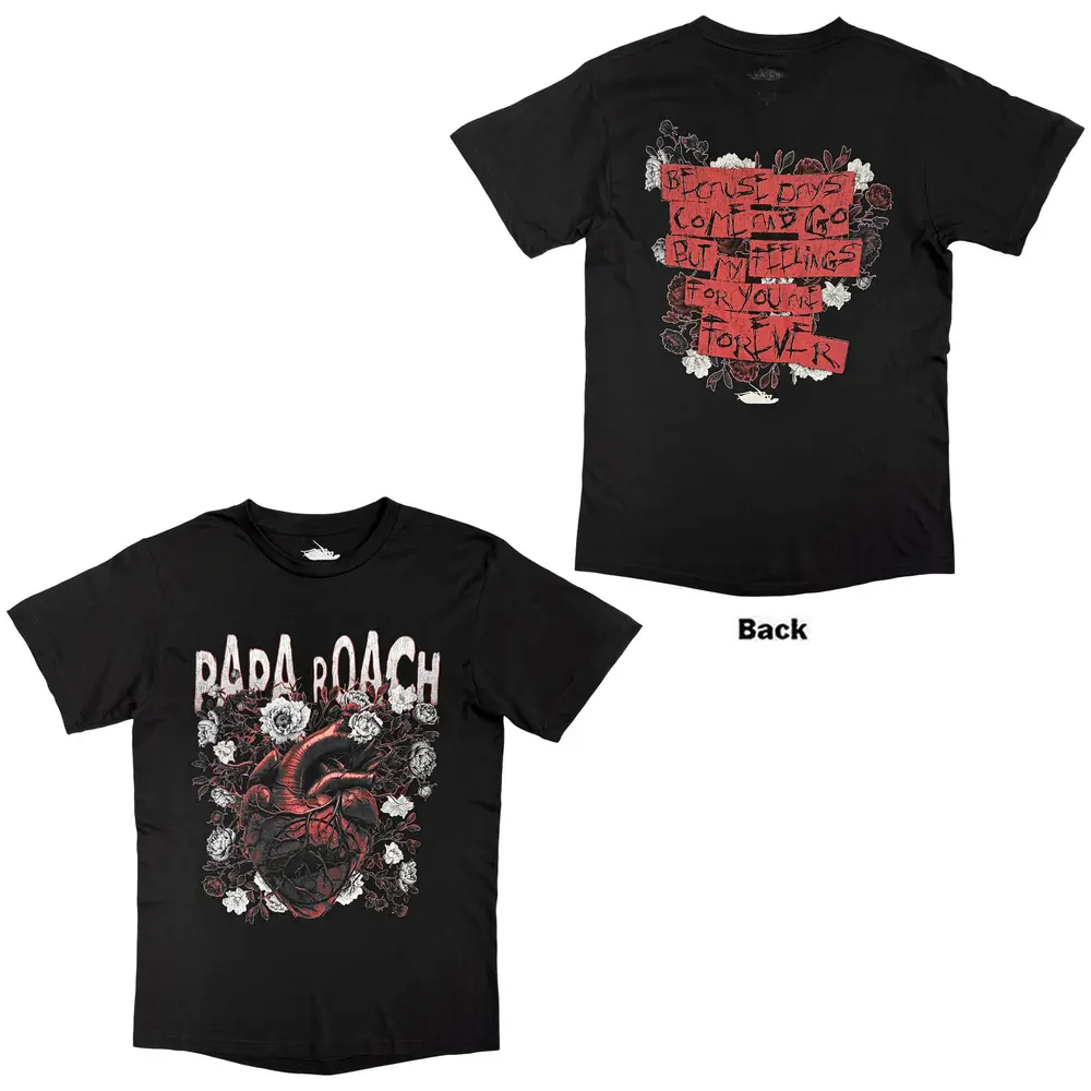 Unisex T-Shirt: Heart Flower (Black) (Back Print)