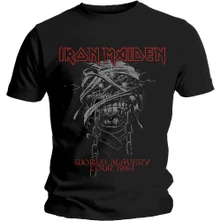 Iron Maiden, Tričko World Slavery 1984 Tour, Unisex, Čierna