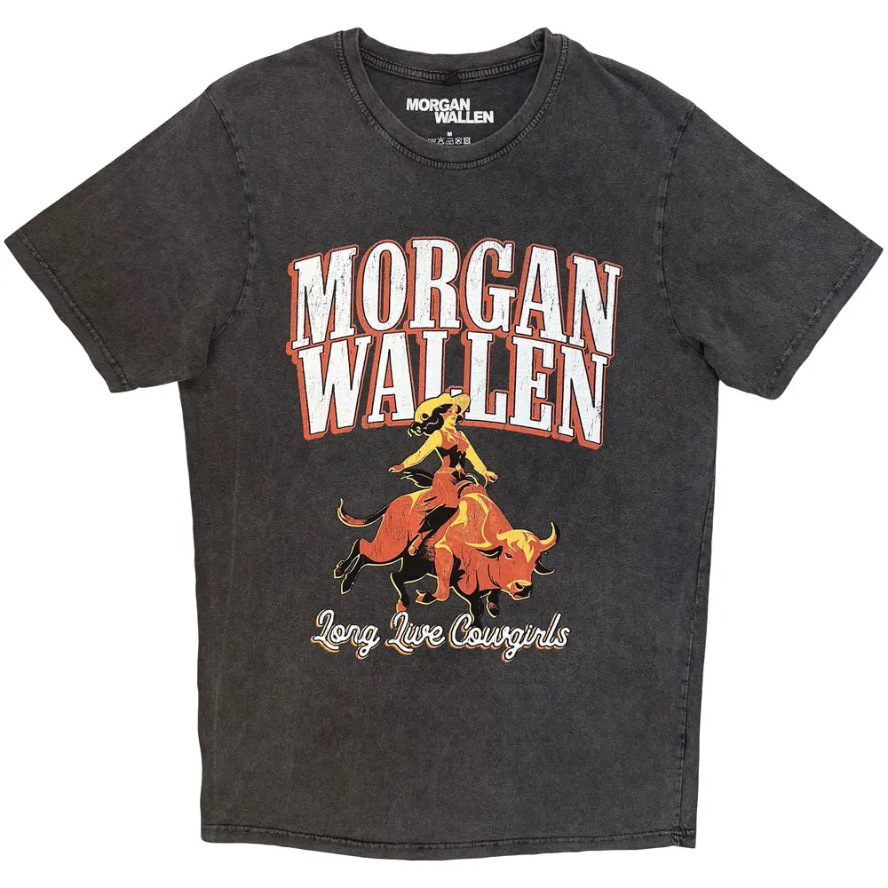Unisex Stone Wash T-Shirt: Long Live Cowgirls (Charcoal Grey)