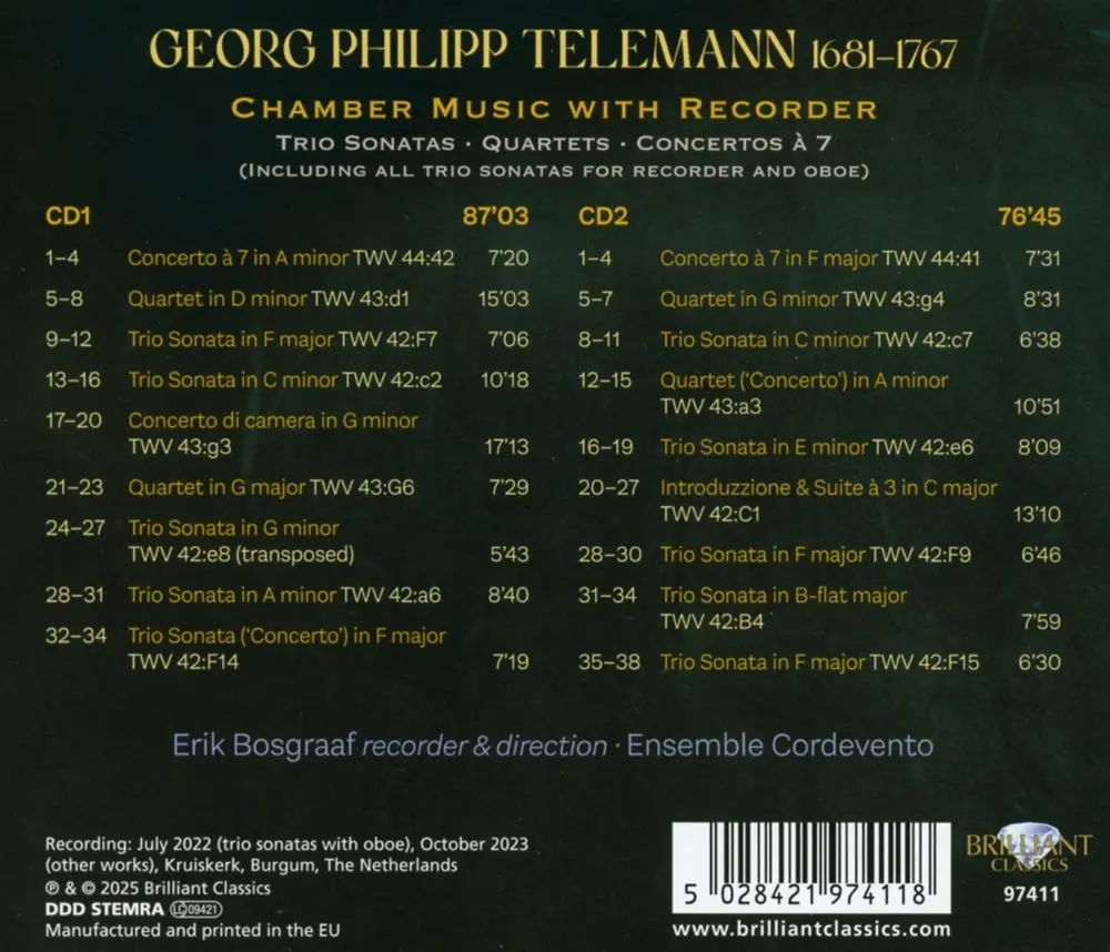 TELEMANN: CHAMBER MUSIC WITH RECORDER