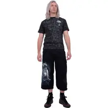 Unisex Vintage Cargo Shorts: Odin's Warrior (Black) (Back Print) thumbnail