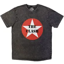 Unisex Stone Wash T-Shirt: Star Badge (Charcoal Grey)
