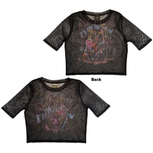 Croptop Ladies Mesh Crop Top: Graffiti Illustration (Black) (Back Print)