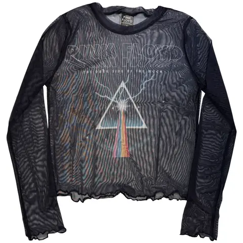 Ladies Long Sleeve Mesh Crop Top: Lightning Prism (Navy Blue)