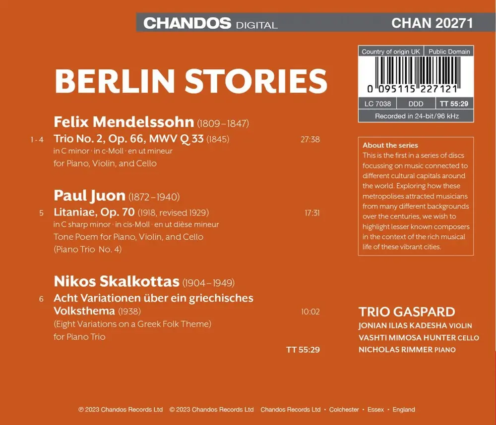 Trio Gaspard - Berlin Stories: Mendelssohn, Juon