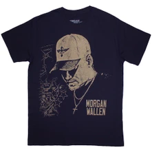 Morgan Wallen, Tričko Cap, Unisex, Modrá