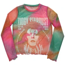 Croptop Ladies Long Sleeve Mesh Crop Top: Ziggy v2 (Orange)