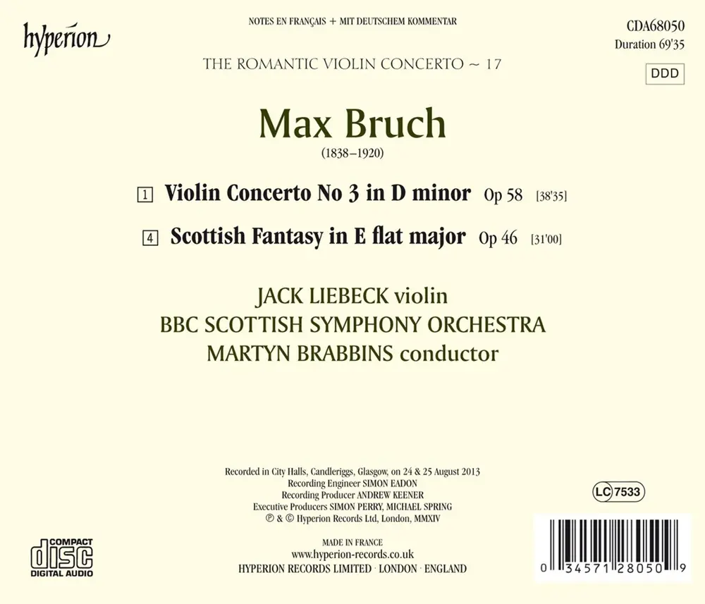 BRUCH: VIOLIN CONCERTO NO. 3 & SCOTTISH FANTASY (H
