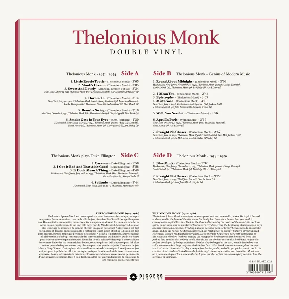 Thelonious Monk – ESSENTIAL WORKS 1952-1962 (Vinyl)