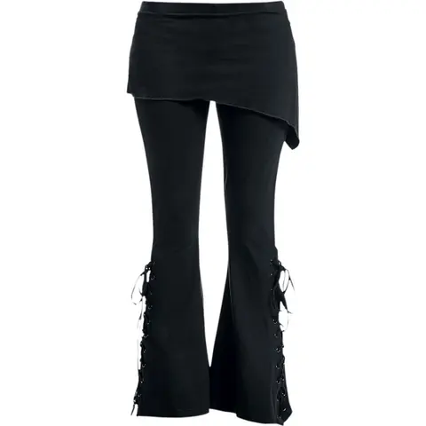 Ladies Boot Cut Leggings with Micro Skirt: Plain (Black) (Blank)