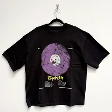 Tričko Unisex Oversized Boxy T-Shirt: Purple Rain Disc (Black)