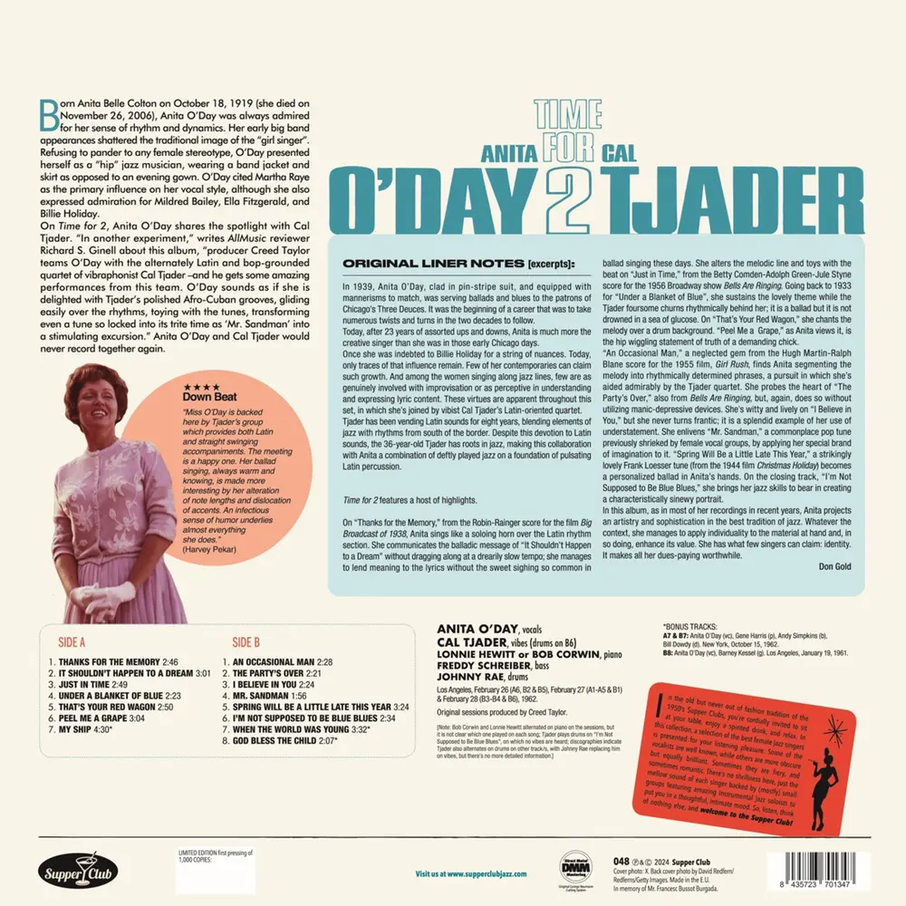 Anita O'Day and Cal Tjader – TIME FOR 2 (Vinyl)