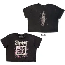 Ladies Stone Wash Crop Top: Butterfly Goatee (Charcoal Grey) (Back Print) thumbnail