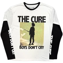 Tričko s dlhým rukávom Unisex 2 In 1 Layered Long Sleeve T-Shirt: Boys Don't Cry Box (Black & White) (Sleeve Print)