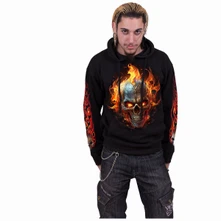 Unisex Pullover Hoodie: Night Rider (Black) (Back & Sleeve Print) thumbnail