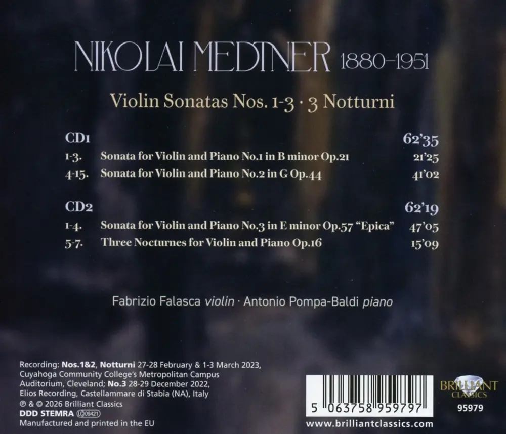 MEDTNER: VIOLIN SONATAS NOS 1-3, 3 NOTTURNI