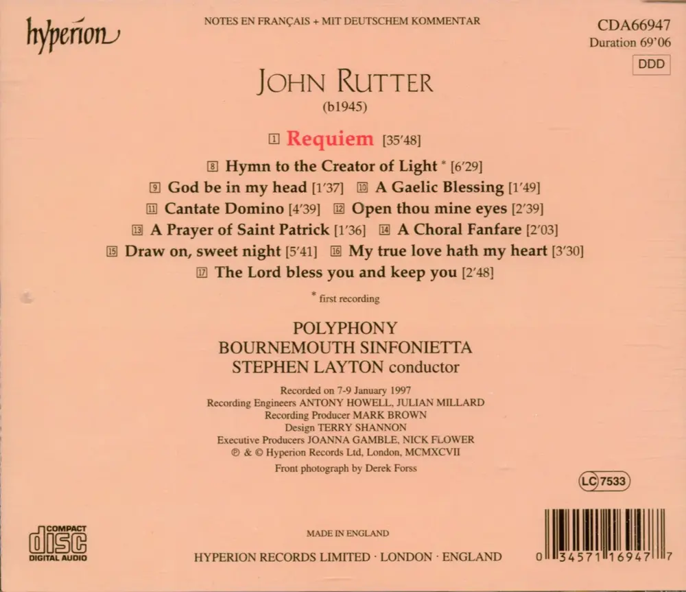RUTTER: REQUIEM & OTHER CHORAL WORKS