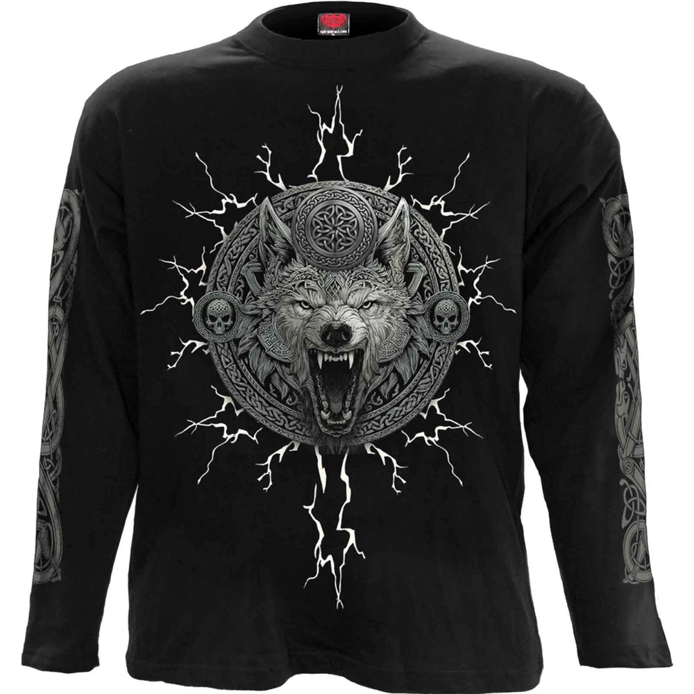 Unisex Long Sleeve T-Shirt: Valhalla (Black) (Back & Sleeve Print)