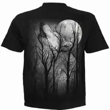 Unisex T-Shirt: Forest Wolf (Black) (Back Print) thumbnail