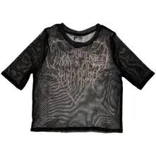 Ladies Mesh Crop Top: Deathcore (Black) (Front & Back) thumbnail