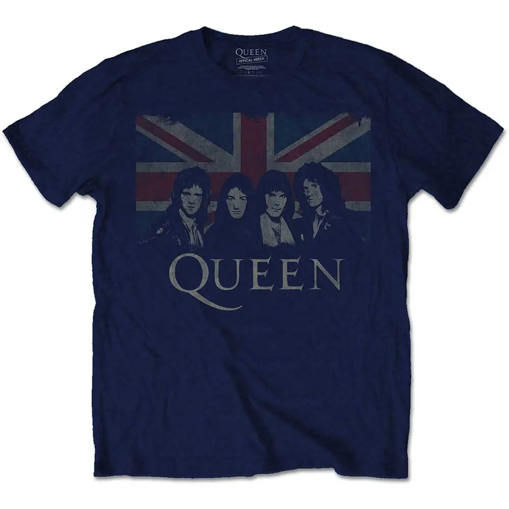 Queen – Vintage Union Jack (Modrá) (Tričko)