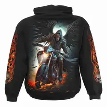 Unisex Pullover Hoodie: Night Rider (Black) (Back & Sleeve Print) thumbnail