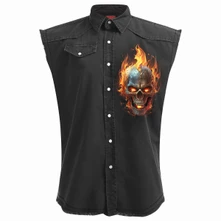 Košeľa Unisex Worker Shirt: Night Rider (Black) (Back Print)