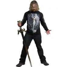 Unisex Long Sleeve T-Shirt: Angel Sword (Black) (Back & Sleeve Print) thumbnail
