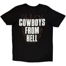 Unisex T-Shirt: Cowboys From Hell Flames (Black) (Back Print) thumbnail