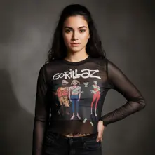 Ladies Long Sleeve Mesh Crop Top: The Mountain Group (Black) thumbnail