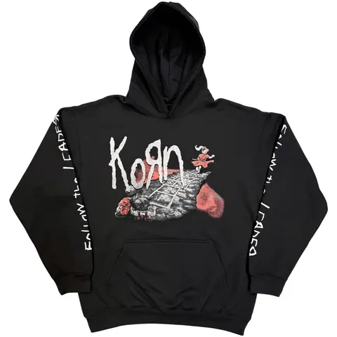 Unisex Pullover Hoodie: Follow The Leader (Black) (Sleeve Print)