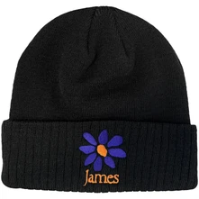 Čapica Unisex Beanie Hat: Orange Logo Purple Daisy (Black)