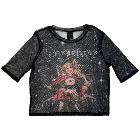 Ladies Long Sleeve Mesh Crop Top: Mellon Collie (Navy)