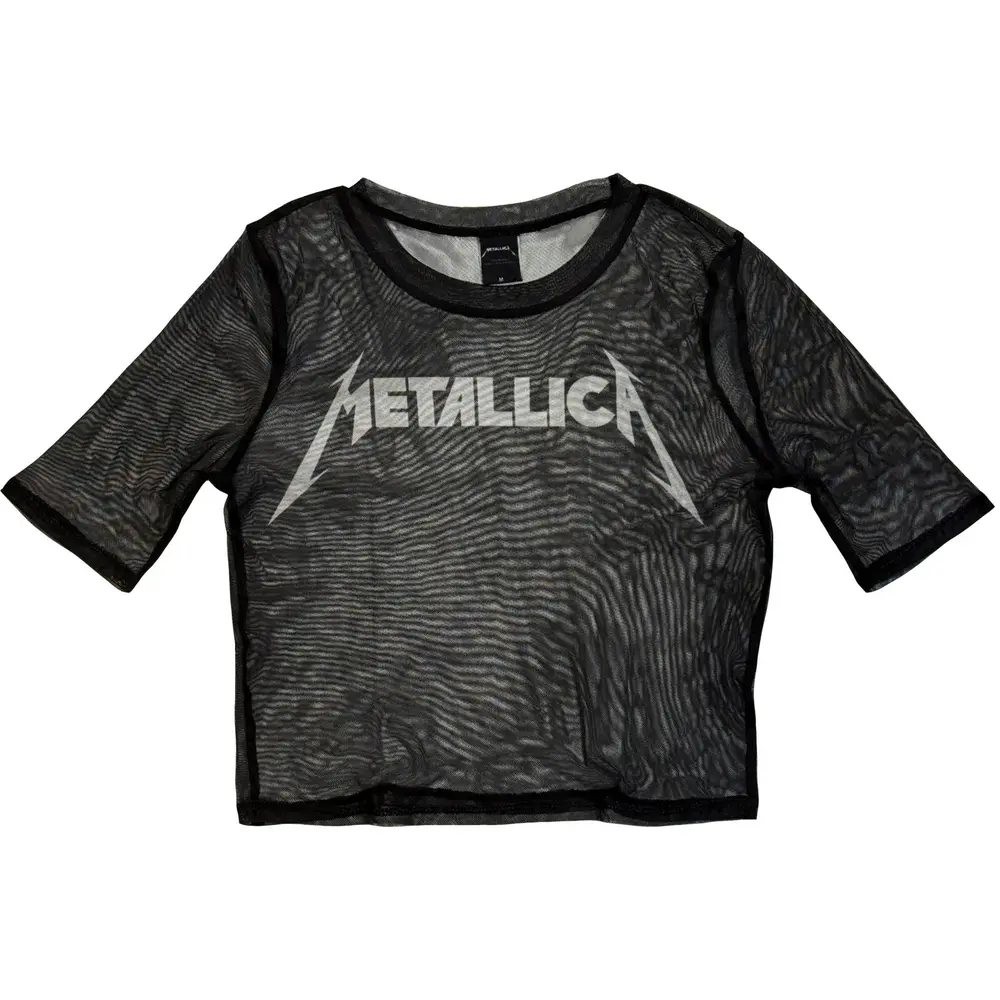 Ladies Mesh Crop Top: Logo (Black)