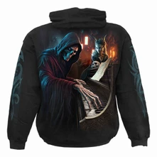 Unisex Pullover Hoodie: Midnight Blues (Black) (Back & Sleeve Print) thumbnail