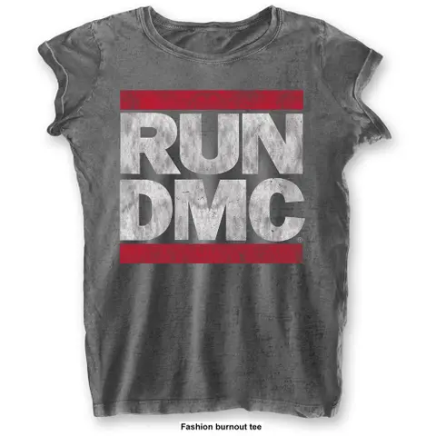 Run-DMC – Tričko DMC Logo (Šedá, Dámske, Burnout T-Shirt), Žena, Šedá