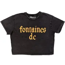 Ladies Stone Wash Crop Top: Gothic Logo (Charcoal Grey) thumbnail