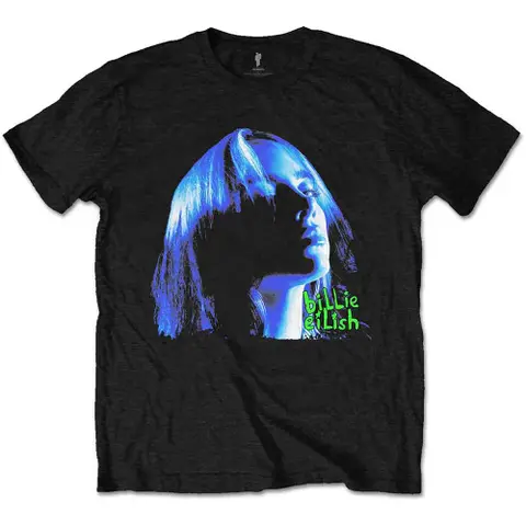 Billie Eilish – Tričko Neon Shadow Blue (Čierna), Unisex, Čierna