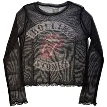 Ladies Long Sleeve Mesh Crop Top: Tour 78 (Black) thumbnail