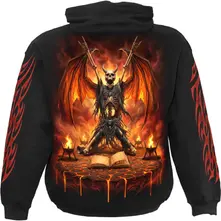 Unisex Pullover Hoodie: Skeletal Worship (Black) (Back & Sleeve Print) thumbnail