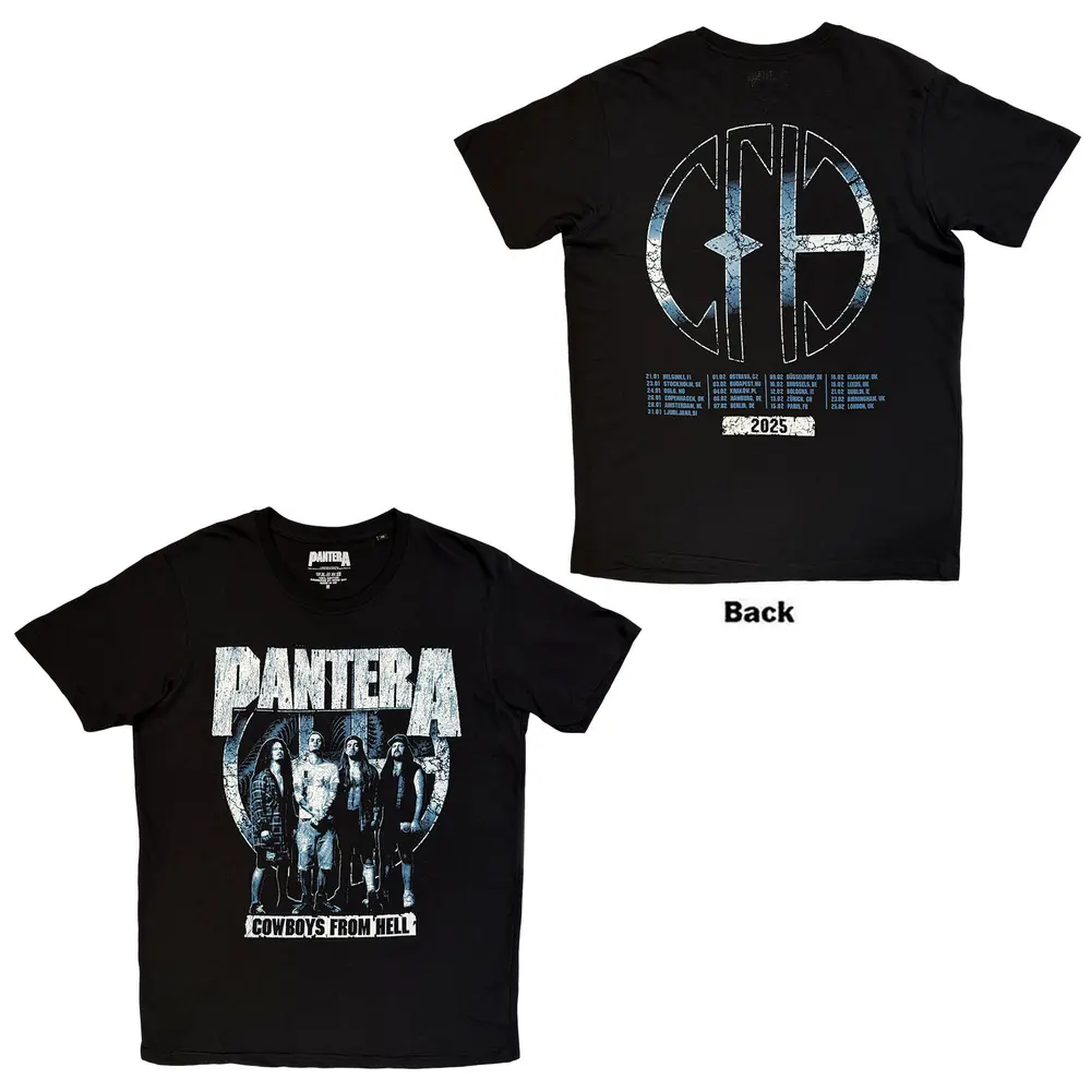 Unisex T-Shirt: Cowboys From Hell Tour '25 (Black) (Back Print)