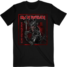 Iron Maiden, Tričko Senjutsu Cover Distressed Red, Unisex, Čierna