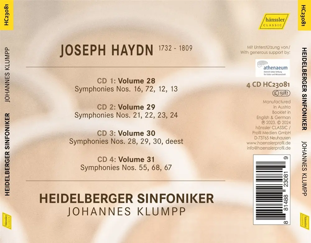 FRANZ JOSEPH HAYDN: COMPLETE SYMPHONIES VOL. 28-31